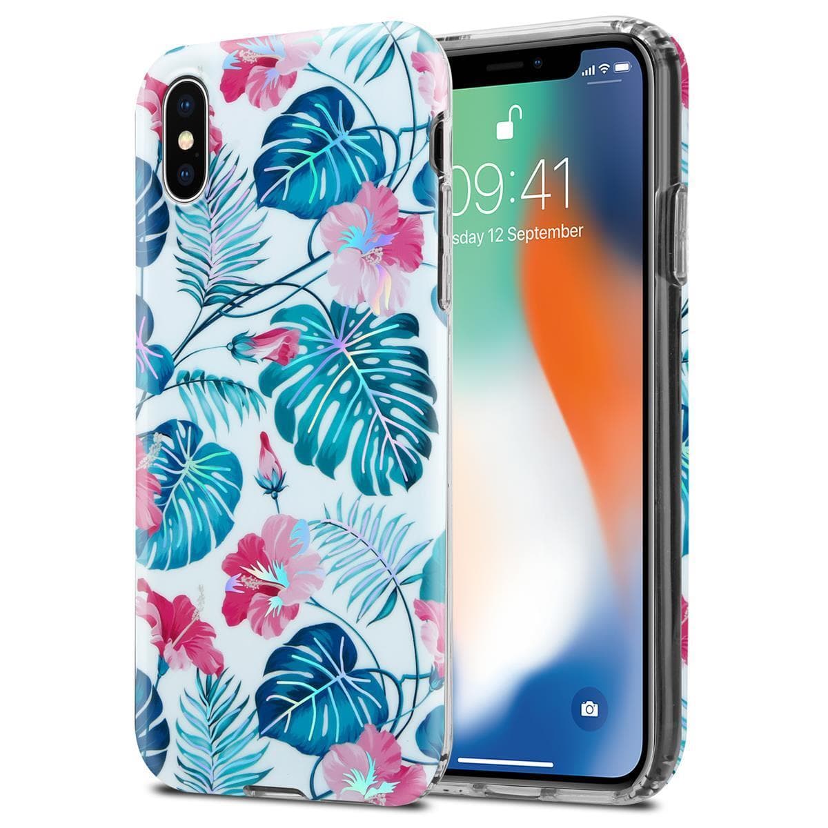 Iphone X Xs Lommebokdeksel Blomster Hvit Elkj P