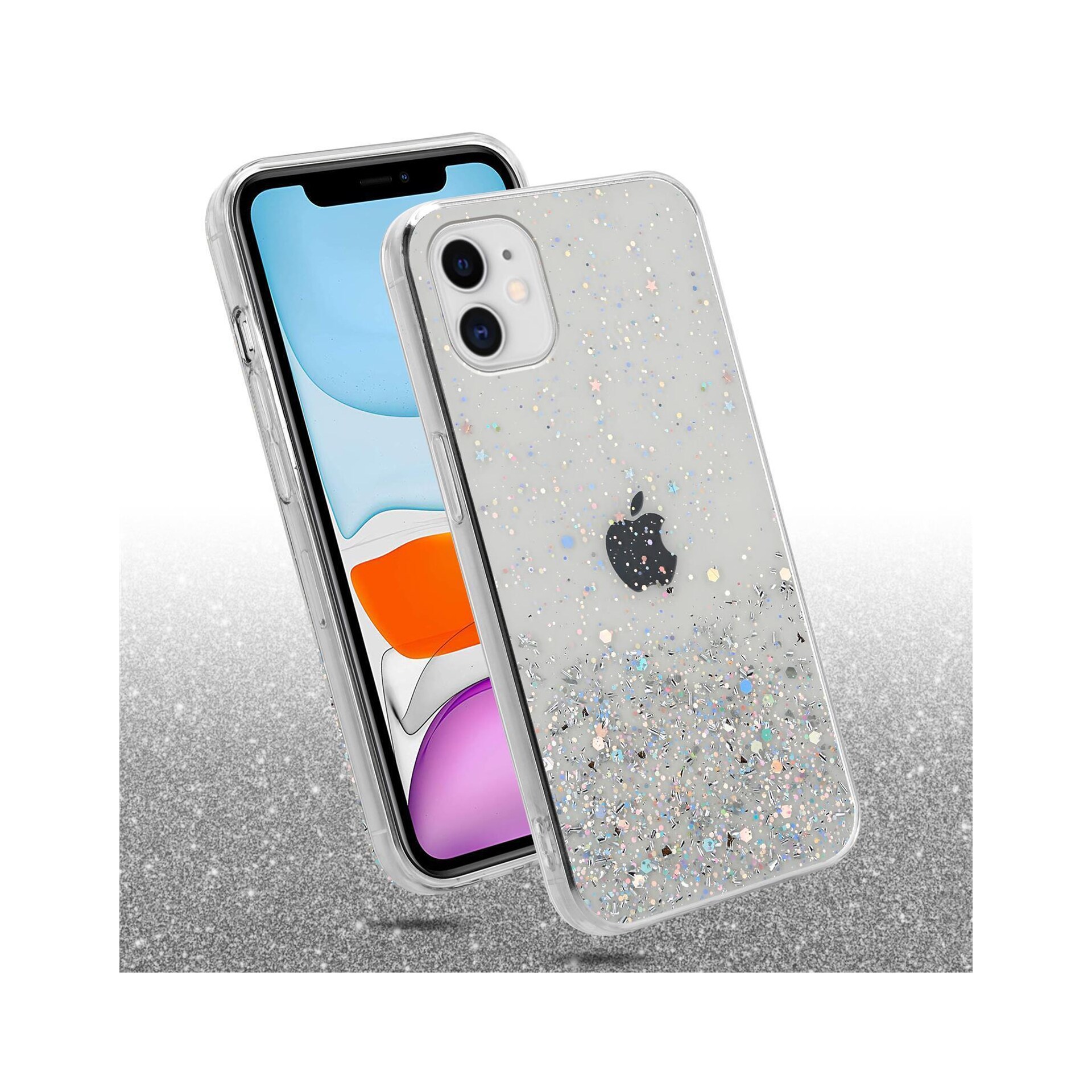 Iphone Pro Max Silikondeksel Glitter Gjennomsiktig Elkj P