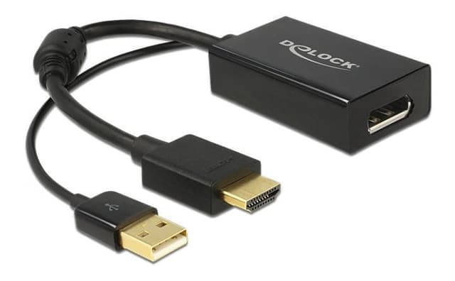 DeLOCK HDMI til Displayport adapter, 4K, HDMI ha, DP ho, svart