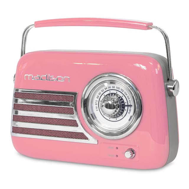 Madison retro radio med Bluetooth og FM (rosa)