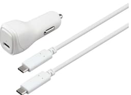 Sandstrøm USB-C til USB-C billader (hvit)