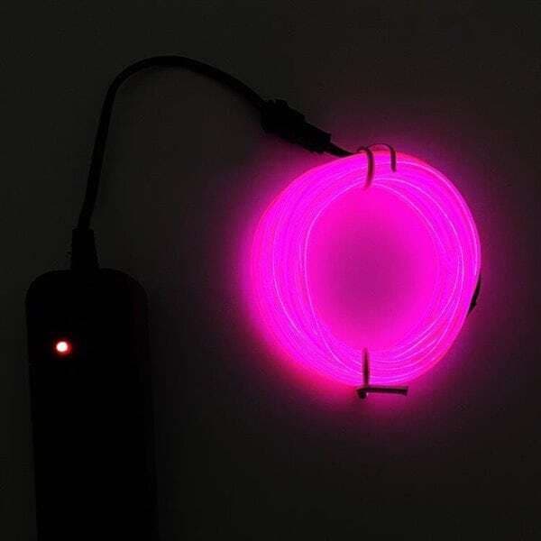 Batteridrevet Led Wire Neon Loop 3 meter - Cerise