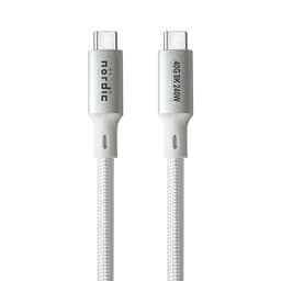 NÖRDIC 25 cm USB4 USB-C til C nylonflettet kabel PD3.1 med 240W hurtiglading 40G 8K60Hz 4K120Hz 5K60Hz 2x4K60Hz Emarker