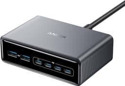 ANKER Prime-lader, 200W 6-port GaN-ladestasjon, Hurtiglading USB C