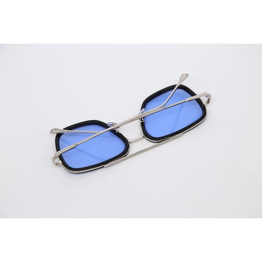 Solbriller med metallrammer og UV 400-beskyttelse, sølv / sort / blå -  Elkjøp
