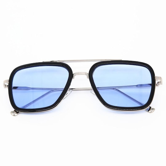 Solbriller med metallrammer og UV 400-beskyttelse, sølv / sort / blå -  Elkjøp