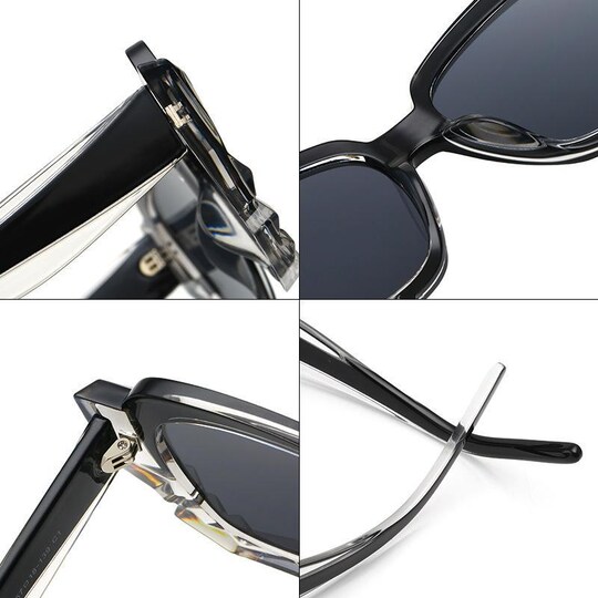 Solbriller UV400-beskyttelse med krystalldekorasjon, svart - Elkjøp