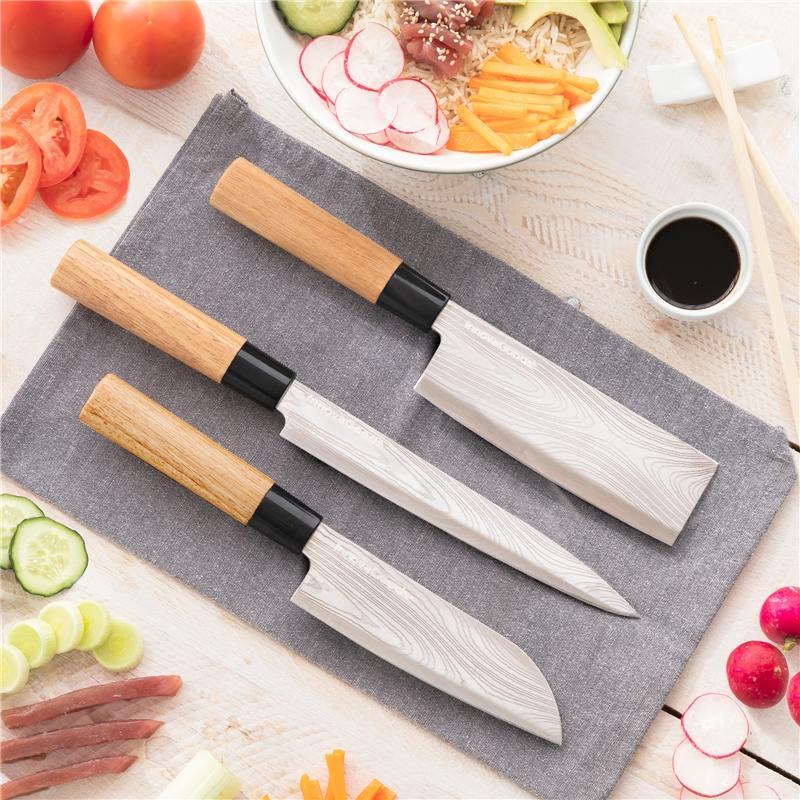 InnovaGoods Knivsett med 3 japanske kniver + veske - Elkjøp