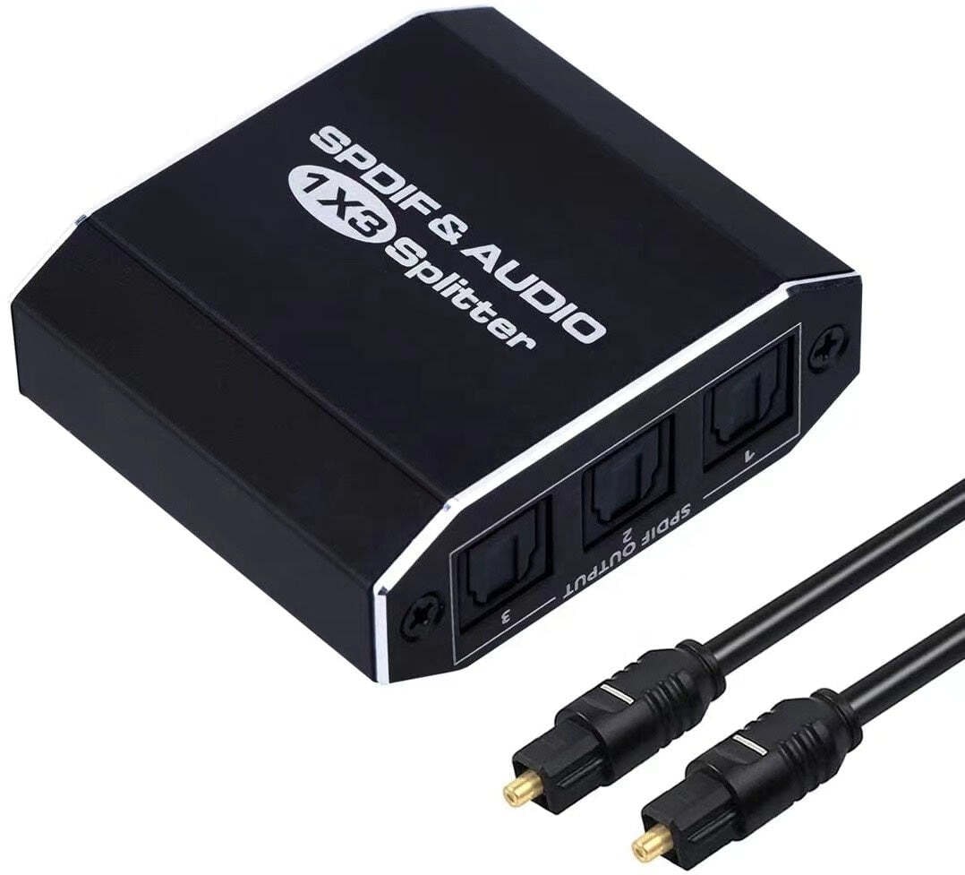 NÖRDIC 1 til 3 Splitter Optisk Audio SPDIF TOSLINK-kabel 1m inkluderer  støtte for Dolby Digital DTS 5.1 PCM LPCM - Elkjøp