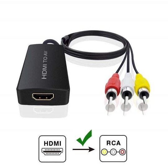NÖRDIC HDMI til 3xrca CVBS kompositt videoadapter med lyd, oppløsning på  opptil 1080p 1M - Elkjøp
