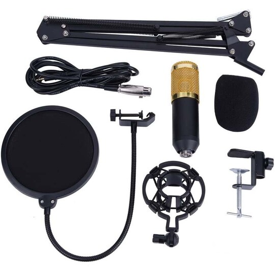 NÖRDIC BM800 Mikrofon Kit Med Kondensator Mikrofon, Tabellstativ Pop Filter  Shock Attachment Audio Cable BM-800 - Elkjøp
