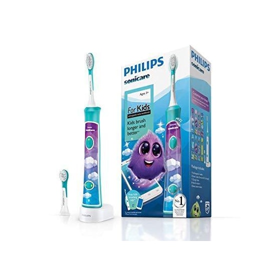 Philips Sonic elektrisk tannbørste HX6322/04 For barn, oppladbar, Sonic  -teknologi, tannpussemodus 2, Antall børstehoder inkludert 2, Aqua - Elkjøp