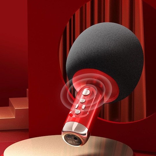 Trådløs Bluetooth karaoke mikrofon Rød - Elkjøp