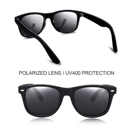 Solbriller med polariserte glass UV400 i sort / grå - Elkjøp
