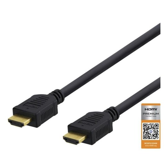 DELTACO High-Speed Premium HDMI cable, 3m, Ethernet, 4K UHD, black - Elkjøp