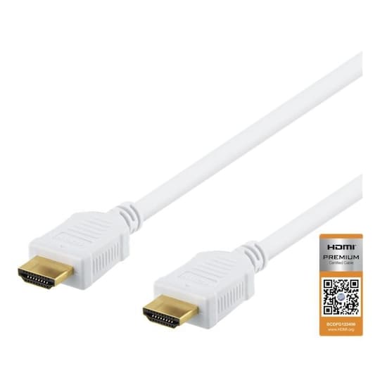 DELTACO High-Speed Premium HDMI cable, 0,5m, Ethernet, 4K UHD, white -  Elkjøp