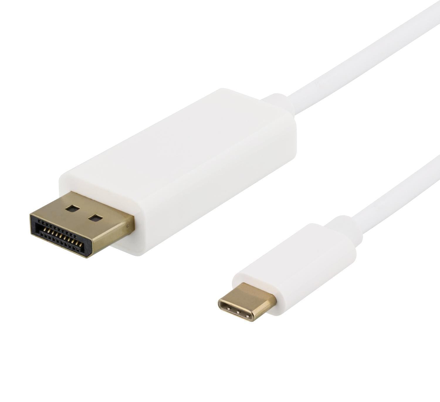 DELTACO USB-C to DisplayPort cable, 50 cm, 4K, 3D, white - Elkjøp
