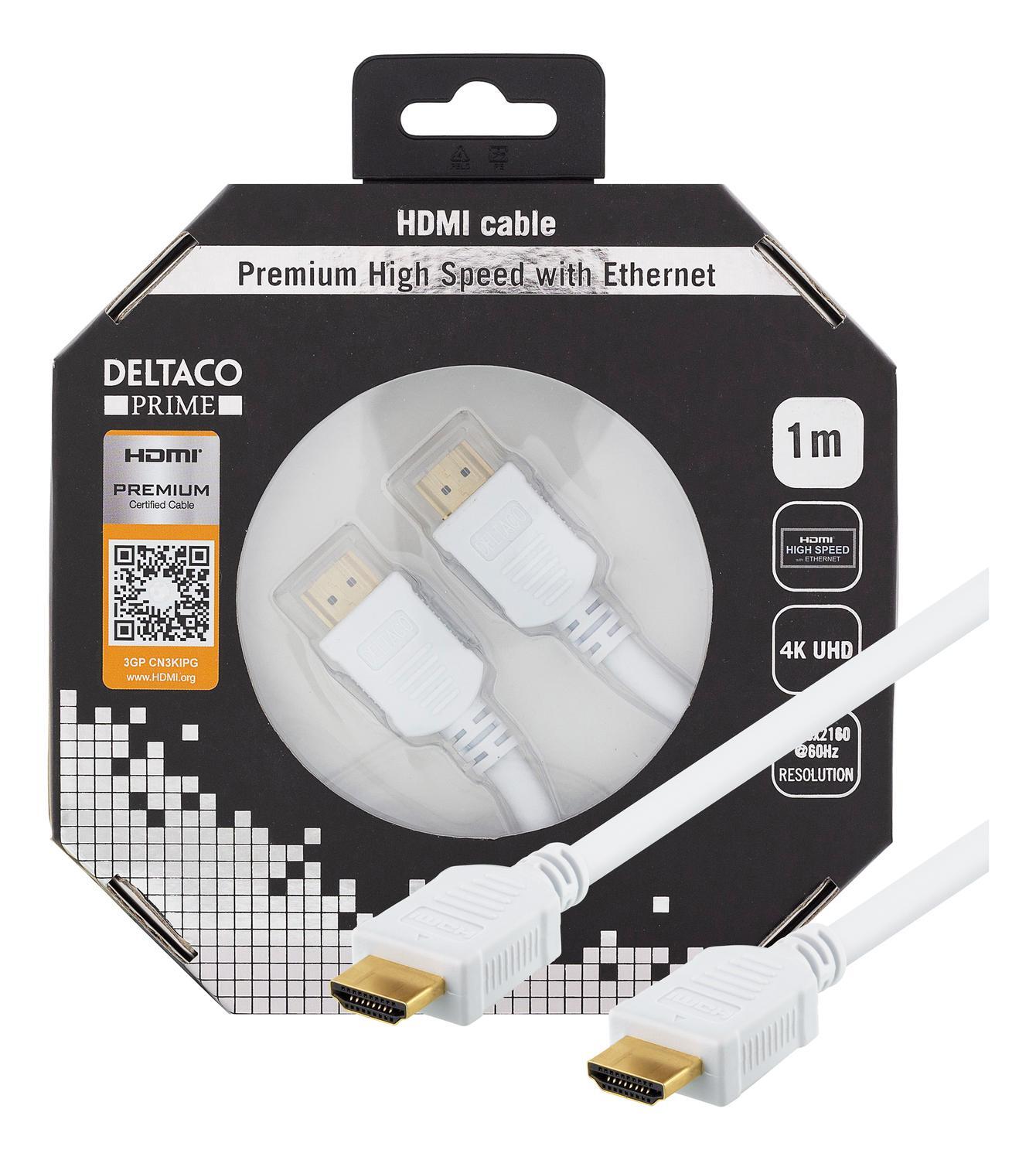 DELTACO PRIME HDMI-kabel, Premium High Speed HDMI med Ethernet, 4K, U -  Elkjøp