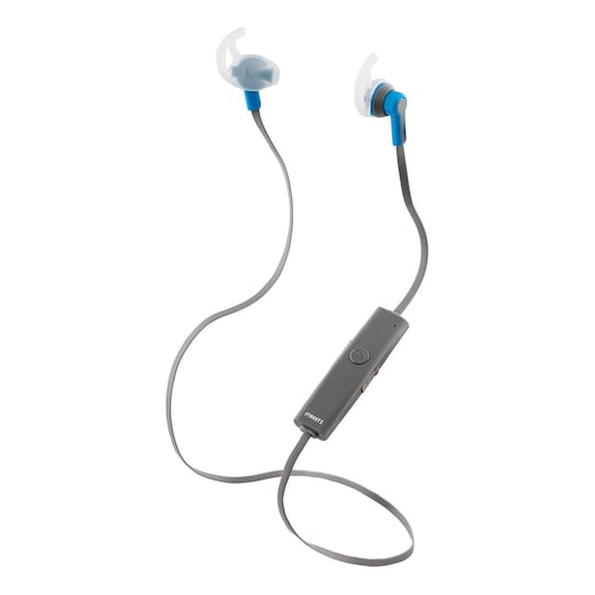 STREETZ Bluetooth stay-in-ear headset med mikrofon, BT 4.1, grå/blå - Elkjøp
