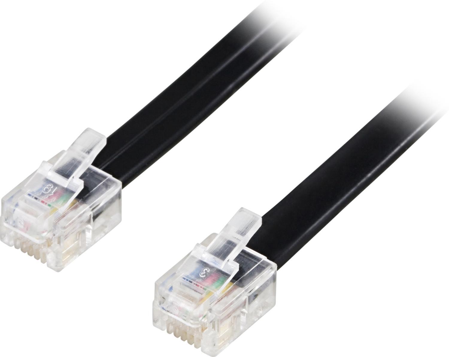 DELTACO modulær kabel, 6P4C (RJ11) til 6P4C (RJ11), 2m, svart - Elkjøp