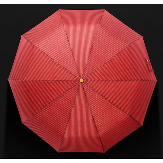 Stor sammenleggbar paraply rød/svart/gull - Elkjøp