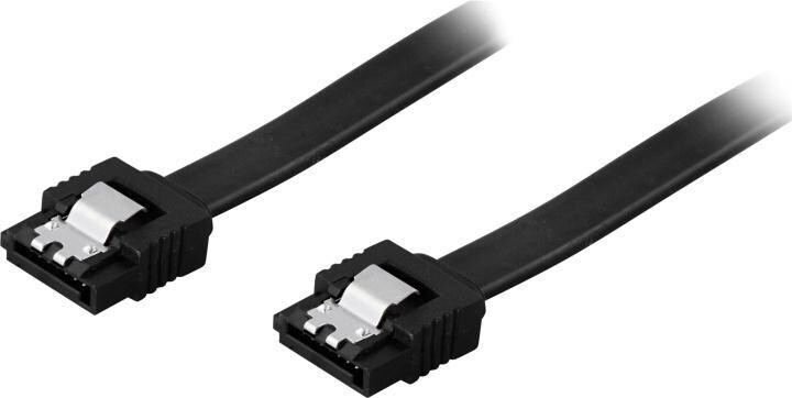 DELTACO SATA-kabel, SATA 6Gb/s, lÕs-clips, rett - rett, 0,3m,svart - Elkjøp