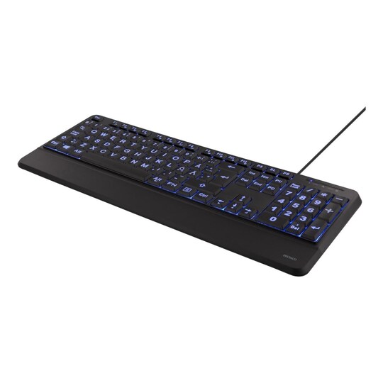 DELTACO Full-size big letter keyboard, blue LED backlight, USB, black -  Elkjøp