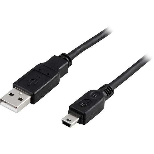 DELTACO USB 2.0 kabel Type A output-Type mini B output,2m,svart - Elkjøp