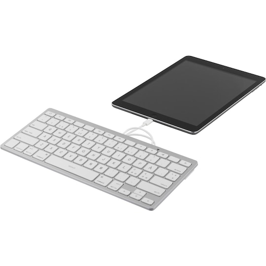 DELTACO lightning-tangentbord för iOS, MFi, 0,4m, nordisk, vit/silver -  Elkjøp