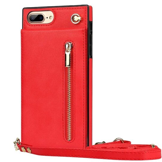 Zipper halskjede deksel Apple iPhone 8 Plus - Rød - Elkjøp