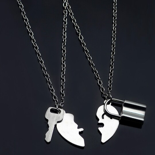 Par halskjede lås nøkkel hjerte anheng Sølv - Elkjøp