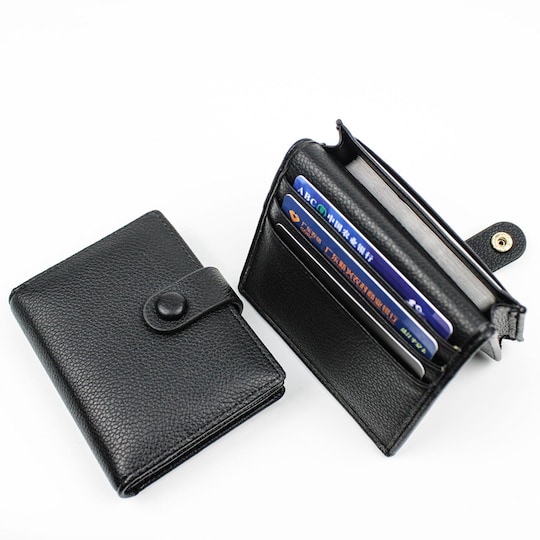 Lommebokkortholder med knapp Sort - Elkjøp