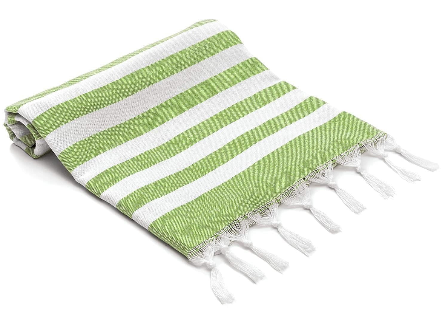 Strandhåndkle bomull 100x180 cm grønn stripete - Elkjøp