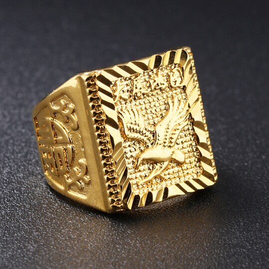 Justerbar ring med mønster for menn Gull 20 mm - Elkjøp