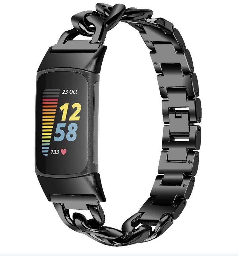 Klokkerem kompatibel med Fitbit Charge 3/4 rustfritt stål svart - Elkjøp