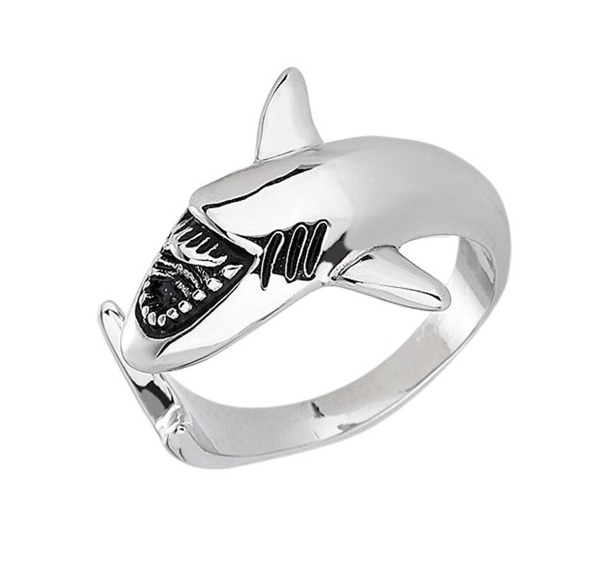 Retro Shark Ring Åpning Justerbar Ocean Animal Ring for kvinner Menn Sølv -  Elkjøp