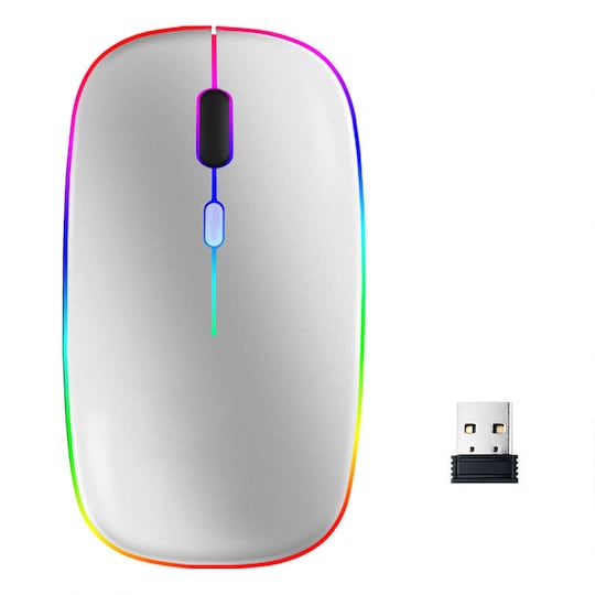 Trådlös mus med RGB LED dual mode Bluetooth/Wifi Sølv - Elkjøp