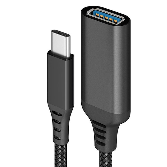 USB-C hann til USB 3.0 hunnadapter Sort 20 cm - Elkjøp