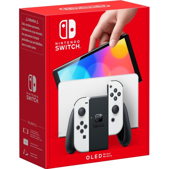 Nintendo Switch OLED gamingkonsoll med hvite Joy-Con-kontroller EU - Elkjøp
