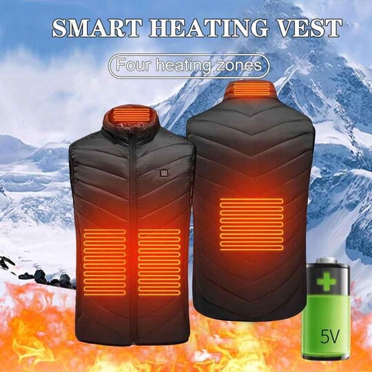 Oppladbar varmevest 4 varmesoner Sort (XL) - Elkjøp