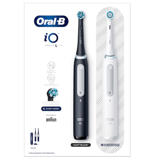 Oral-B iO 4 DUO elektriske tannbørster 414742 (sort/hvit) - Elkjøp