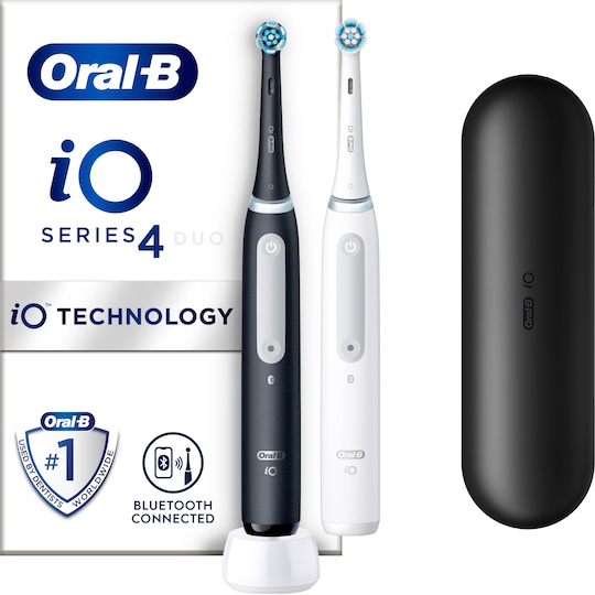 Oral-B iO 4 DUO elektriske tannbørster 414742 (sort/hvit) - Elkjøp