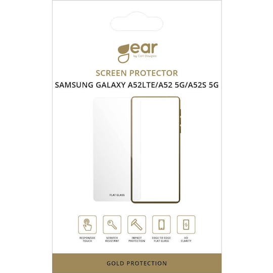 GEAR Glass Prot. Flat 2.5D GOLD Samsung A52 LTE, A52 5G, A52S 5G - Elkjøp