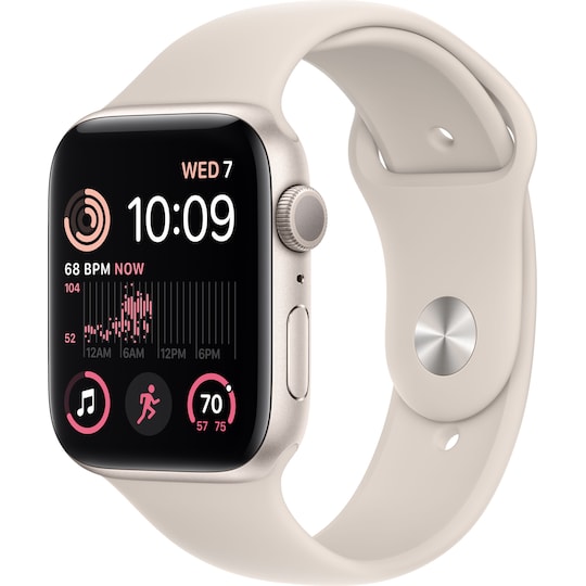 Apple Watch SE 2nd Gen 44 mm GPS (Stjerneskinn Alu/Stjerneskinn sportsreim)  - Elkjøp