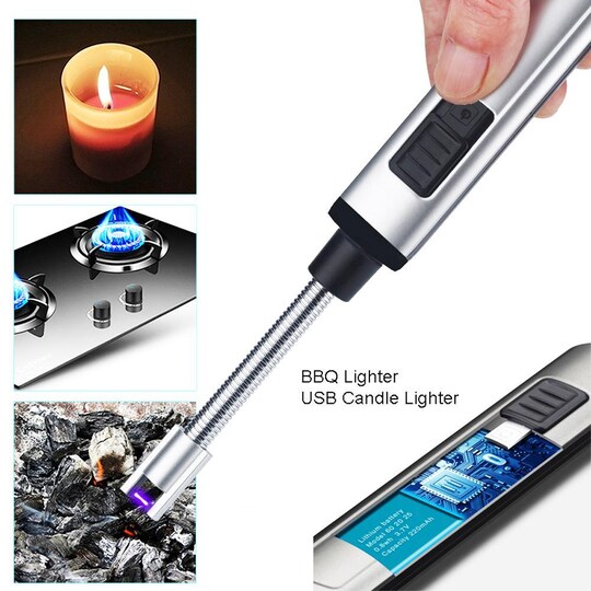 Elektrisk lighter USB oppladbar 2 deler Sølv - Elkjøp