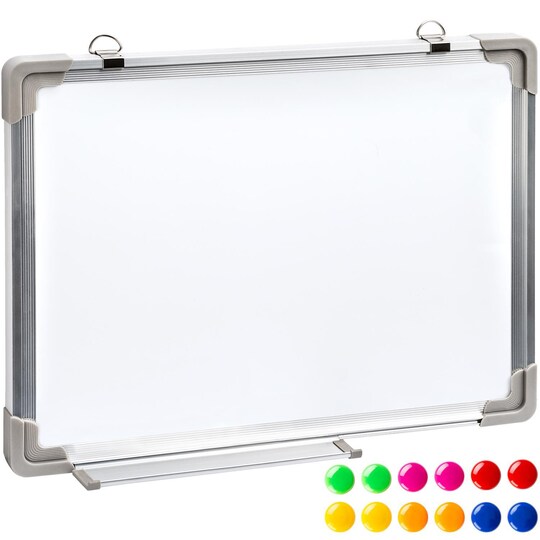 Whiteboard magnettavle + 12 magneter - 60 x 45 x 2 cm - Elkjøp