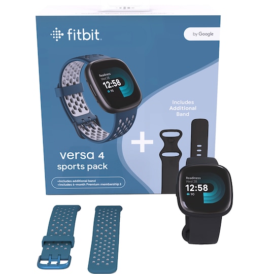 Fitbit Versa 4 smartklokke samlepakke (sort/safir) - Elkjøp