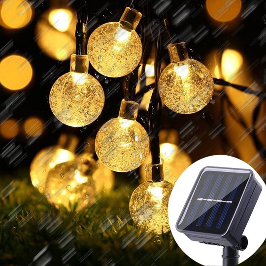 Solar String Lights 8 Modi 100 LEDs Varm hvit 12 m - Elkjøp