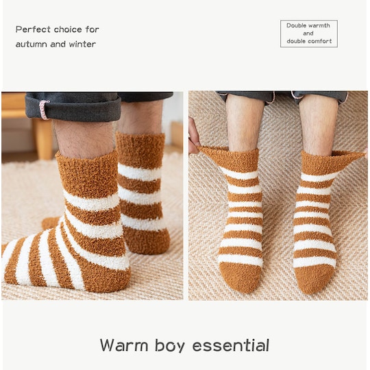 Fluffy stripete sokker for menn 5 par Flerfarget One size - Elkjøp