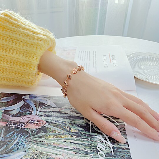 Stilig personlig armbånd knute armbånd for kvinner rustfritt stål Rose gull  - Elkjøp